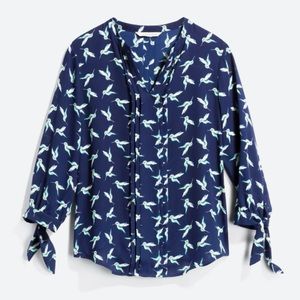 41 Hawthorne Melisa tie sleeve detail blouse Navy, size M